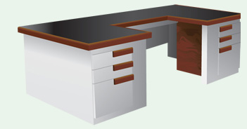image u-shaped computer desk white with wood accents for the home office